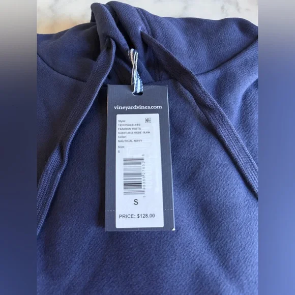 Vineyard Vines Men’s Nautical Navy Blue Clean Fleece Hoodie NWT Size Small - Picture 5 of 6